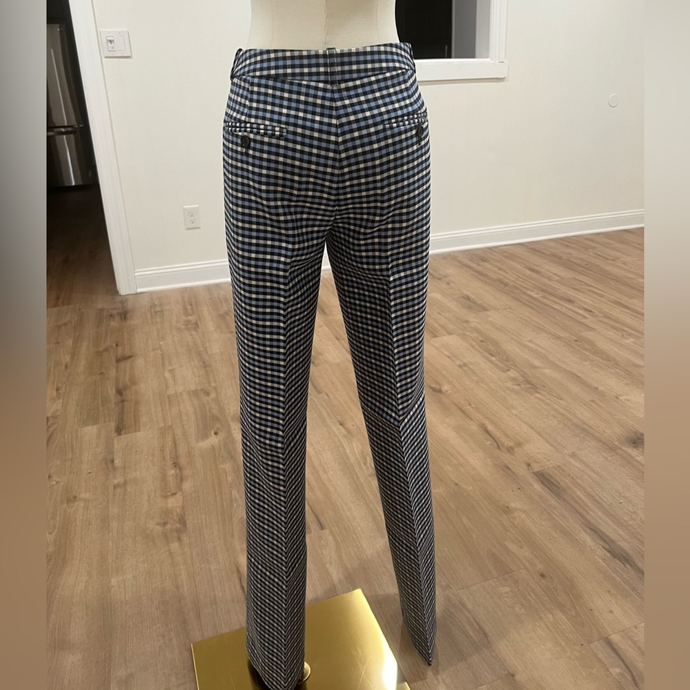 Michael Kors Collection High Waist Gingham Blue White Check Plaid Tailored Pants - Picture 5 of 16